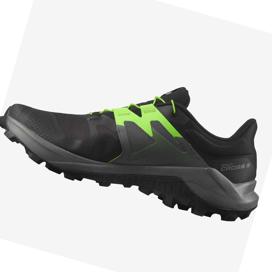 Salomon WILDCROSS 2 Erkek Patika Koşu Ayakkabısı Siyah Yeşil | TR 3521JPQ